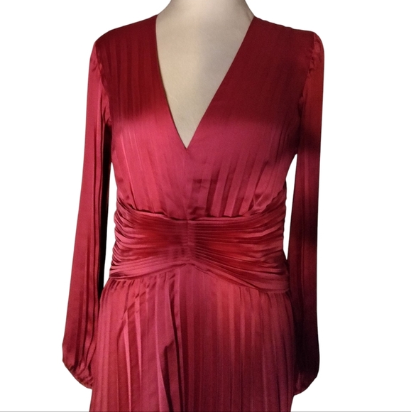 Boston Proper Long Sleeve Pleated Fit And Flare Dress In Blossom Size 6 NWT - Picture 3 of 10